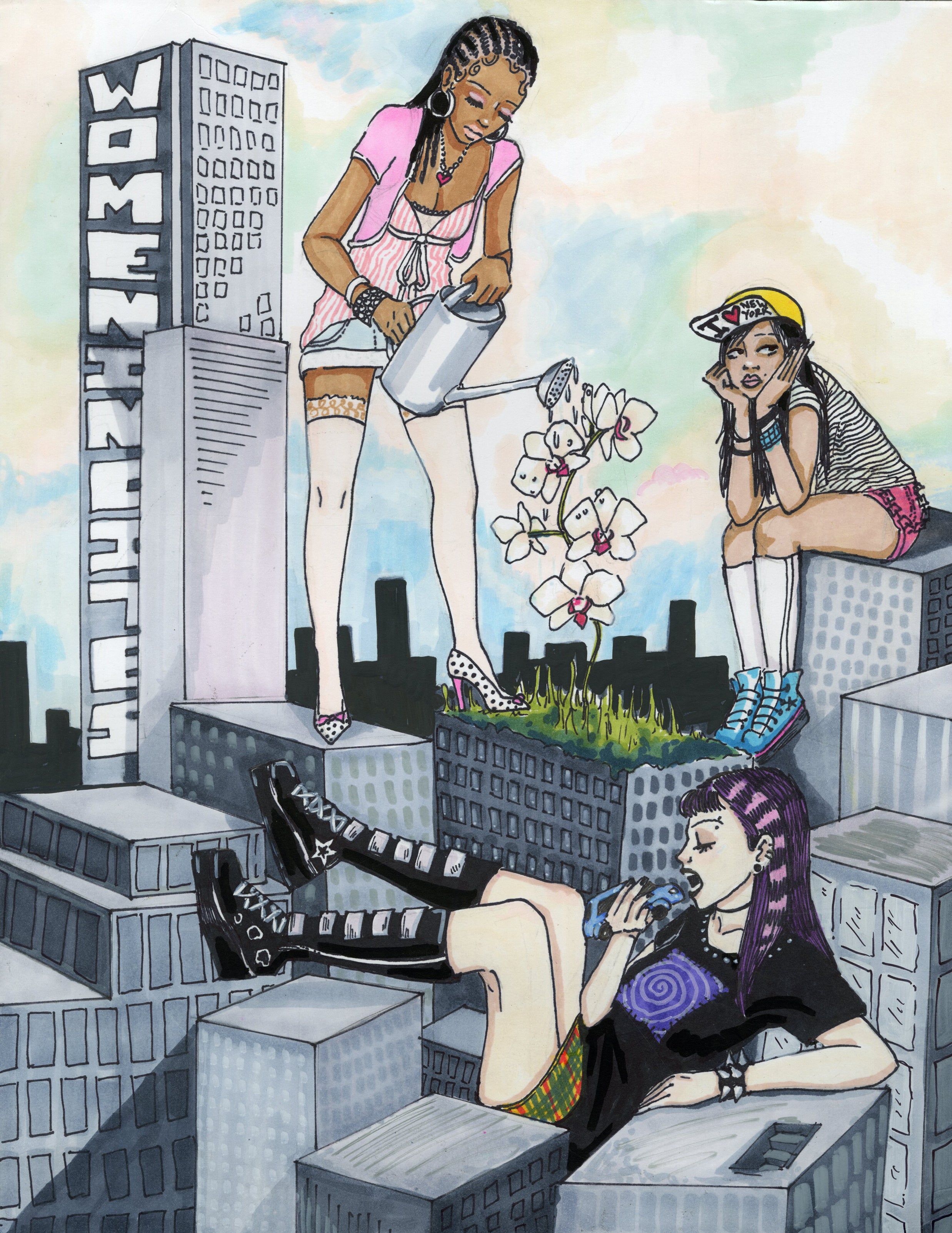 Women in City - Paper Print